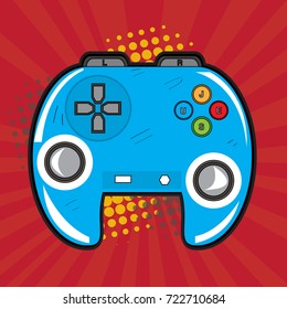 Isolated videogame joystick on a colored background, Vector illustration