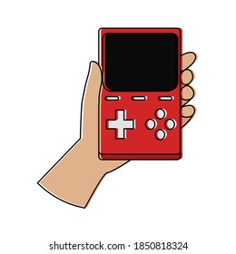 Isolated videogame portable activity home with hands icon- Vector