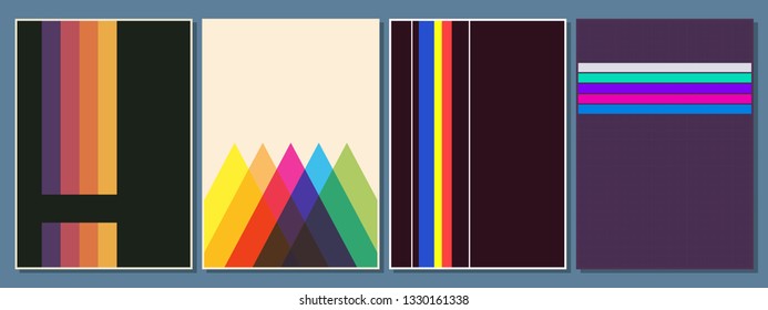 Isolated Vintage 1980s Color Backgrounds, Covers, Poster Templates 