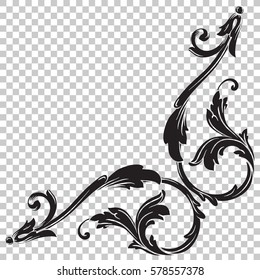 Isolated vintage baroque ornament retro pattern antique style acanthus. Decorative design element filigree calligraphy vector. You can use for wedding decoration of greeting card and laser cutting.