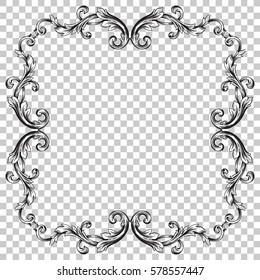 Isolated vintage baroque ornament retro pattern antique style acanthus. Decorative design element filigree calligraphy vector. You can use for wedding decoration of greeting card and laser cutting.