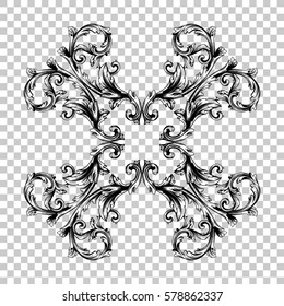 Isolated vintage baroque ornament retro pattern antique style acanthus. Decorative design element filigree calligraphy vector. You can use for wedding decoration of greeting card and laser cutting.