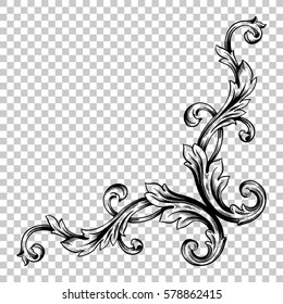Isolated vintage baroque ornament retro pattern antique style acanthus. Decorative design element filigree calligraphy vector. You can use for wedding decoration of greeting card and laser cutting.