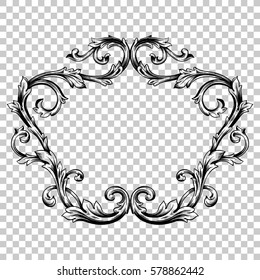 Isolated vintage baroque ornament retro pattern antique style acanthus. Decorative design element filigree calligraphy vector. You can use for wedding decoration of greeting card and laser cutting.
