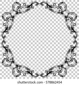 Isolated vintage baroque ornament retro pattern antique style acanthus. Decorative design element filigree calligraphy vector. You can use for wedding decoration of greeting card and laser cutting.