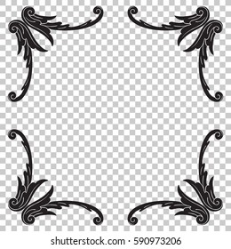 Isolated vintage baroque ornament retro pattern antique style acanthus. Decorative design element filigree calligraphy vector. You can use for wedding decoration of greeting card and laser cutting.