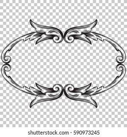 Isolated vintage baroque ornament retro pattern antique style acanthus. Decorative design element filigree calligraphy vector. You can use for wedding decoration of greeting card and laser cutting.