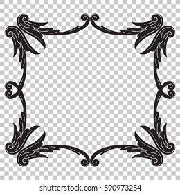 Isolated vintage baroque ornament retro pattern antique style acanthus. Decorative design element filigree calligraphy vector. You can use for wedding decoration of greeting card and laser cutting.