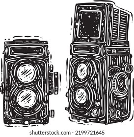 Isolated vintage camera on white background. Vector illustration