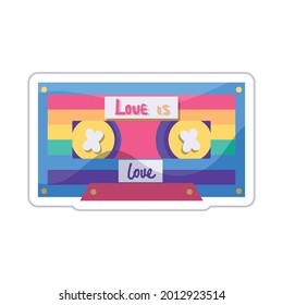 Isolated vintage cassette with lgtb colors Vector