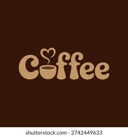 Isolated vintage coffee logo featuring retro typography and a minimalist cup icon for cafe branding, restaurant menu or product packaging.
