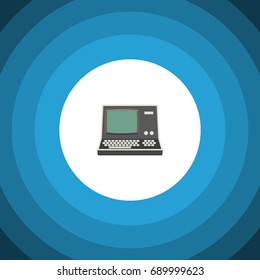 Isolated Vintage Computing Flat Icon. Technology Vector Element Can Be Used For Vintage, Retro, Computer Design Concept.