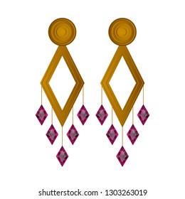 Isolated vintage earrings image. Vector illustration design
