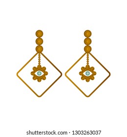 Isolated vintage earrings image. Vector illustration design