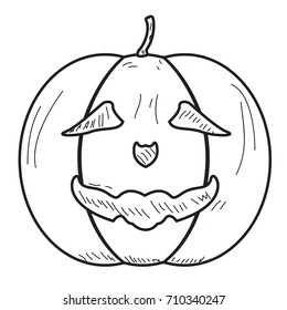 Isolated vintage halloween jack o lantern, Vector illustration