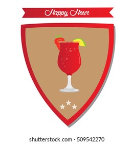 Isolated vintage happy hour label, Vector illustration