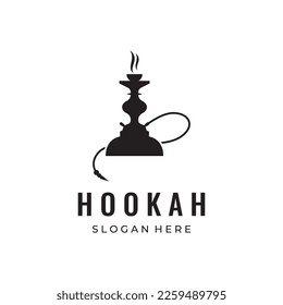 Isolated vintage hookah, shisha or waterpipe logo for club, bar, cafe and shop.