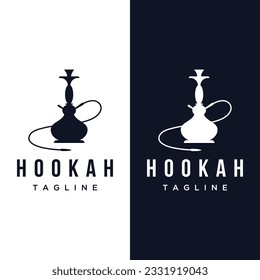 Isolated vintage hookah, shisha or waterpipe logo for club, bar, cafe and shop.