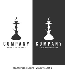 Isolated vintage hookah, shisha or waterpipe logo for club, bar, cafe and shop.