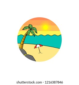 Isolated vintage and retro beach flat icon logo design. Summer and holiday icon element