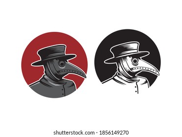 isolated vintage retro medieval plague doctor vector illustration svg