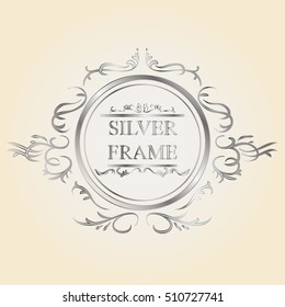 Isolated vintage silver frame. Vector background.