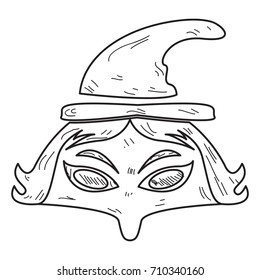 Isolated vintage witch mask on a white background, Vector illustration