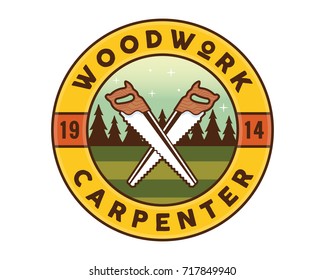 Isolated Vintage Woodwork Carpentry Logo Badge Emblem Illustration