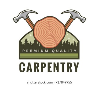 Isolated Vintage Woodwork Carpentry Logo Badge Emblem Illustration