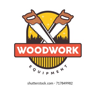 Isolated Vintage Woodwork Carpentry Logo Badge Emblem Illustration