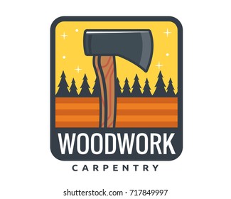 Isolated Vintage Woodwork Carpentry Logo Badge Emblem Illustration