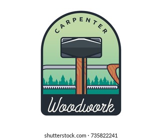 Isolated Vintage Woodwork Carpentry Logo Badge Illustration