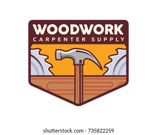 Isolated Vintage Woodwork Carpentry Logo Badge Illustration
