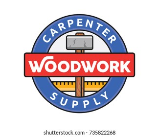 Isolated Vintage Woodwork Carpentry Logo Badge Illustration