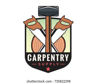 Isolated Vintage Woodwork Carpentry Logo Badge Illustration