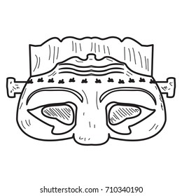 Isolated vintage zombie mask on a white background, Vector illustration