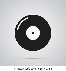 Isolated Vinyl Icon Symbol On Clean Background. Vector Retro Disc Element In Trendy Style.