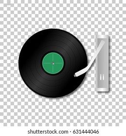 Isolated vinyl music plate on transparent background.  Vector illustration.
