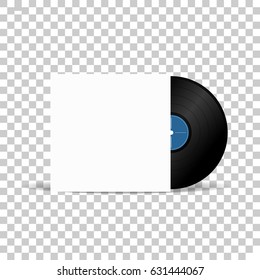 Isolated vinyl music plate on transparent background.  Vector illustration.
