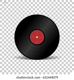 Isolated vinyl music plate on transparent background.  Vector illustration.
