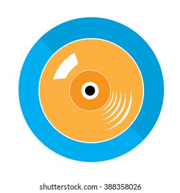 Isolated vinyl on a blue button on a white background