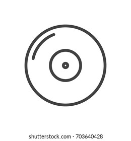 Isolated Vinyl Outline Symbol On Clean Background. Vector Gramophone Element In Trendy Style.