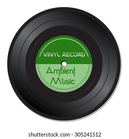 Isolated vinyl record with the text Ambient music written on the record