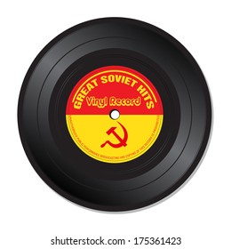 Isolated vinyl record with the text great soviet hits written on the record