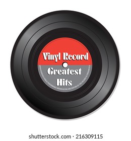 Isolated vinyl record with the text Greatest Hits written on the record