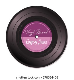 Isolated vinyl record with the text Gypsy Jazz written on the record