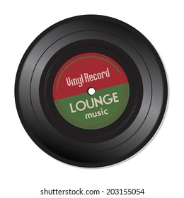 Isolated vinyl record with the text lounge music written on the record