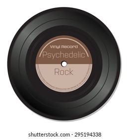 Isolated vinyl record with the text psychedelic rock written on the record