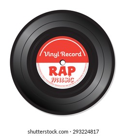 Isolated vinyl record with the text rap music written on the record