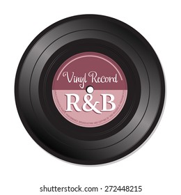Schallplatte mit dem Text R&B auf der Schallplatte. Rhythm and Blues Schallplattenkonzept